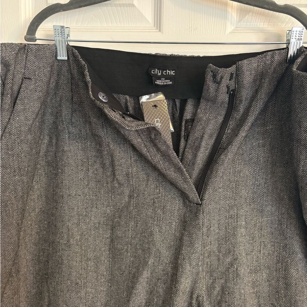 City Chic Charcoal Herringbone Trousers